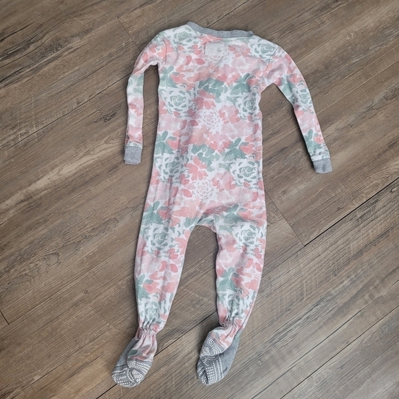 Burt's Bees Baby Organic Cotton Watercolor Floral Zip Up Pajamas Size 12 Months - Picture 4 of 5